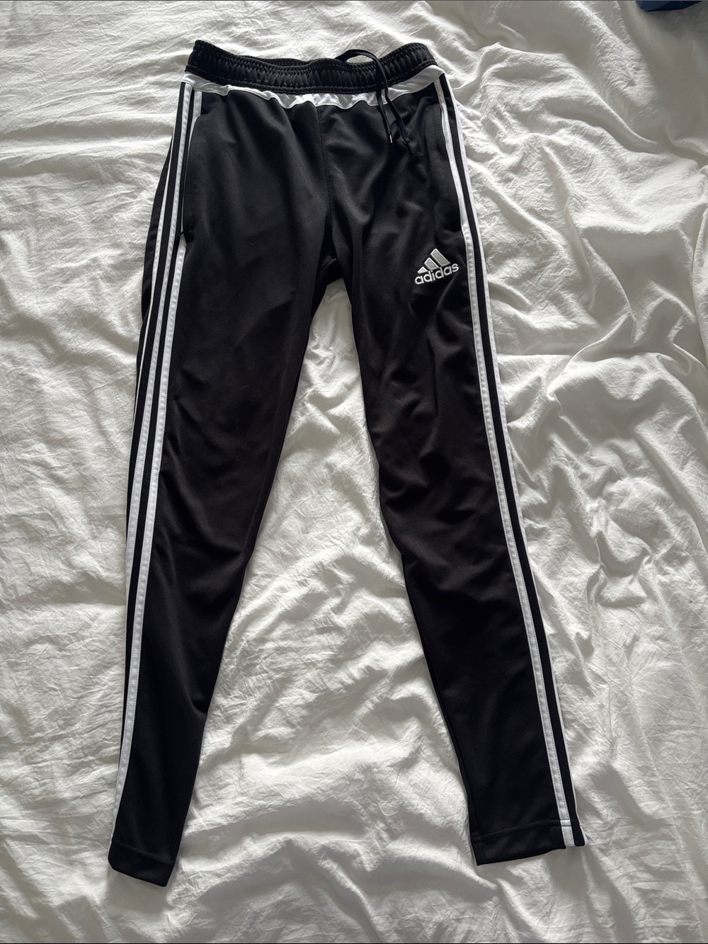 adidas Black Track Pants with White Side Stripes